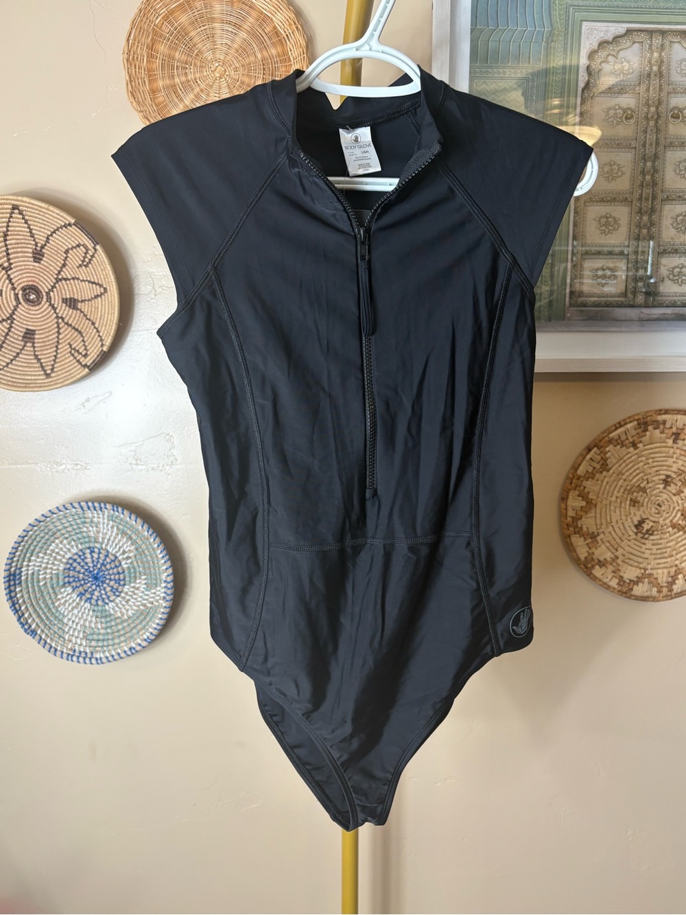 Body Glove Women's Black Zip-Front Rashguard One-Piece Swimsuit
